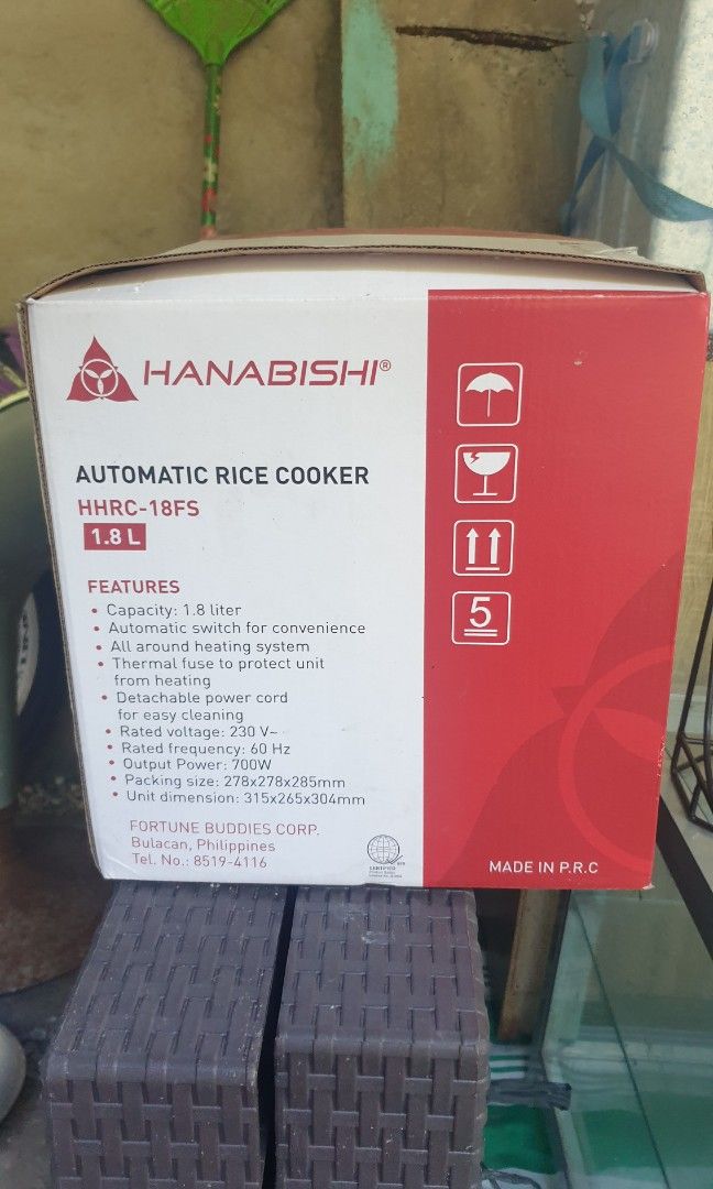 Hanabishi 1.8L Automatic Rice Cooker (Category: Cookers) located in Bulacan. Submitted by offmycloset (Listing ID 1259464766, Image 1). Description: Hanabishi 1.8L used once or twice guaranteed working Complete Items pati manual.