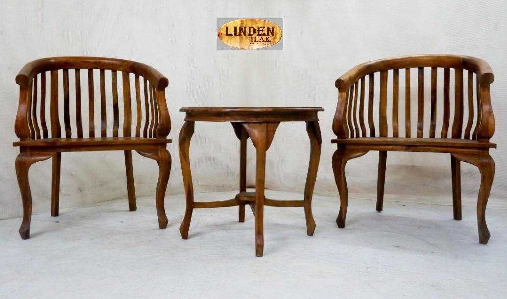 Handcrafted Solid Teak Wood Lenong Coffee Set Furniture Furniture