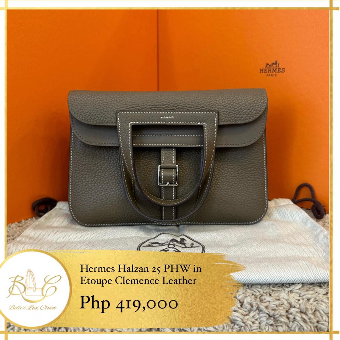 Replica Hermes Halzan 31cm Bag In Malachite Clemence Leather