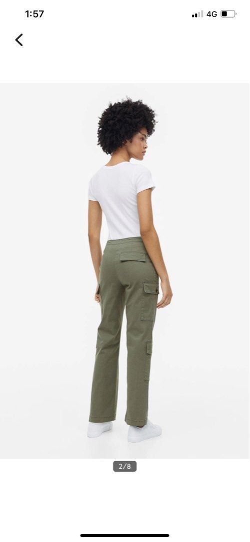 H M cotton twil cargo trousers Women s Fashion Bottoms Jeans