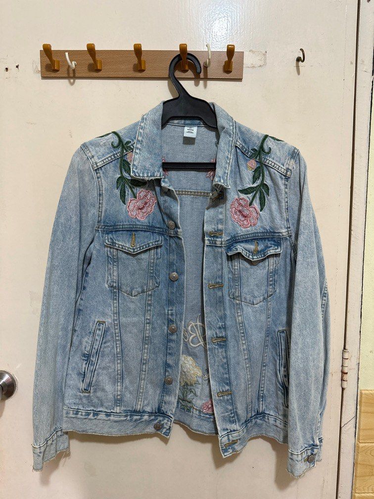 H&m embroidered denim outlet jacket