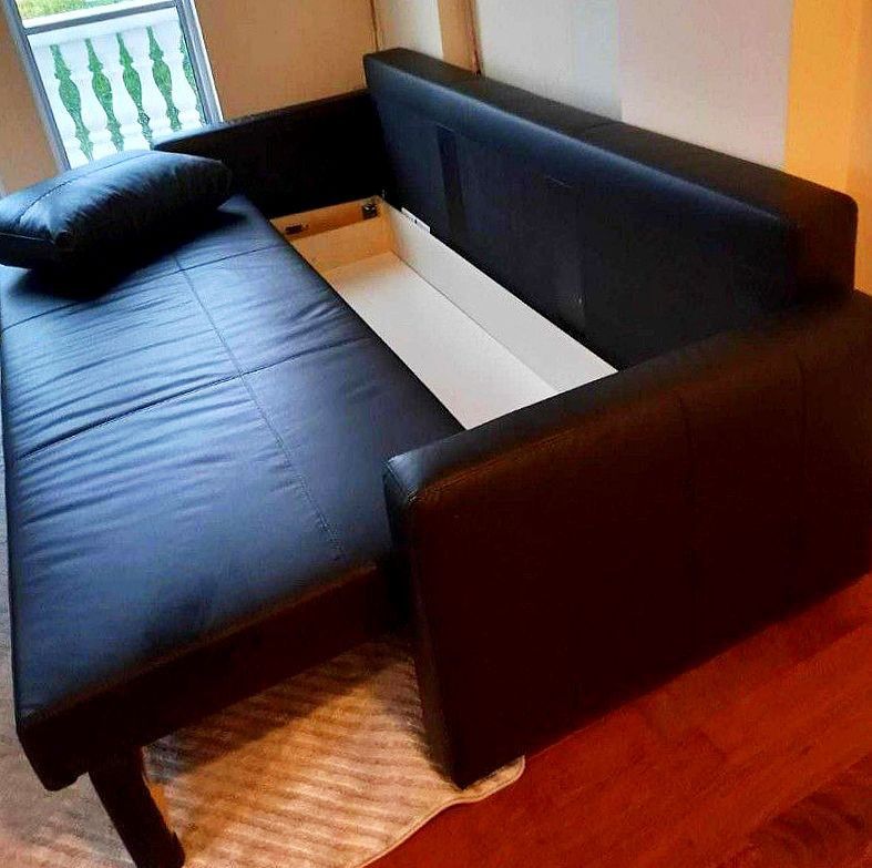 IKEA FRIHETEN 3SEAT LEATHER SOFABED, Furniture & Home Living