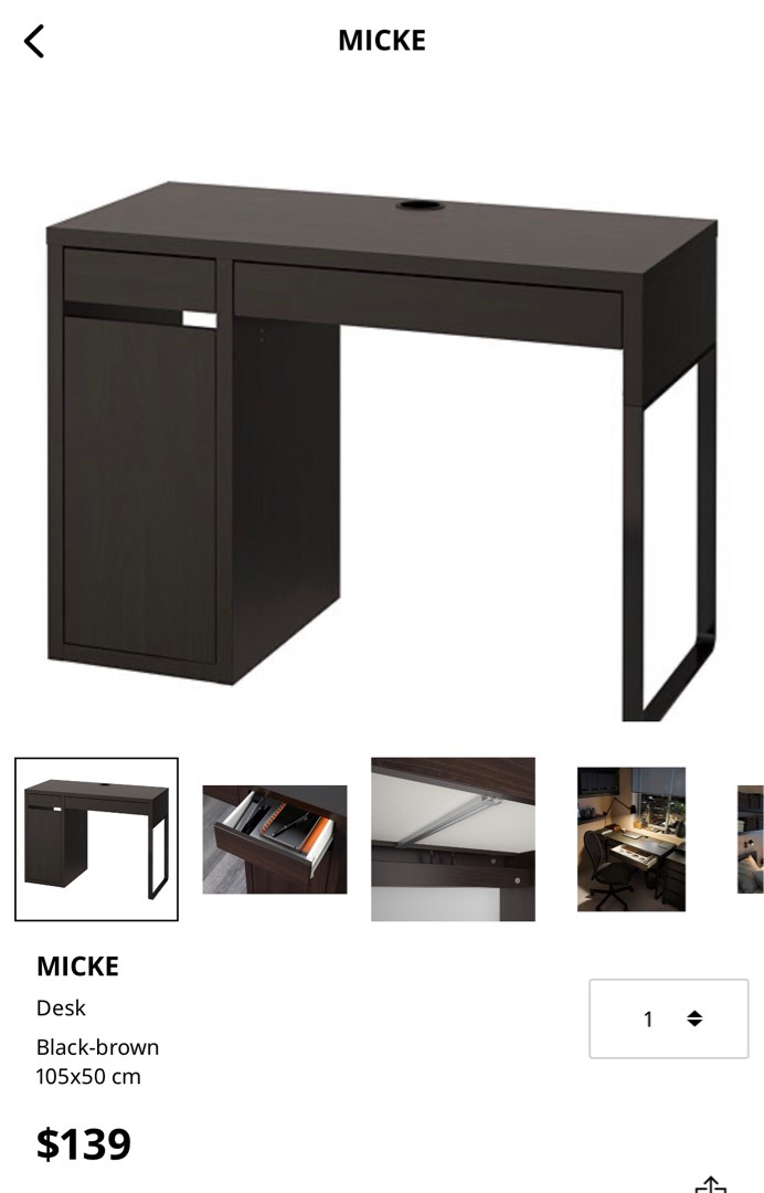 IKEA Micke Desk BlackBrown, Furniture & Home Living, Furniture, Other