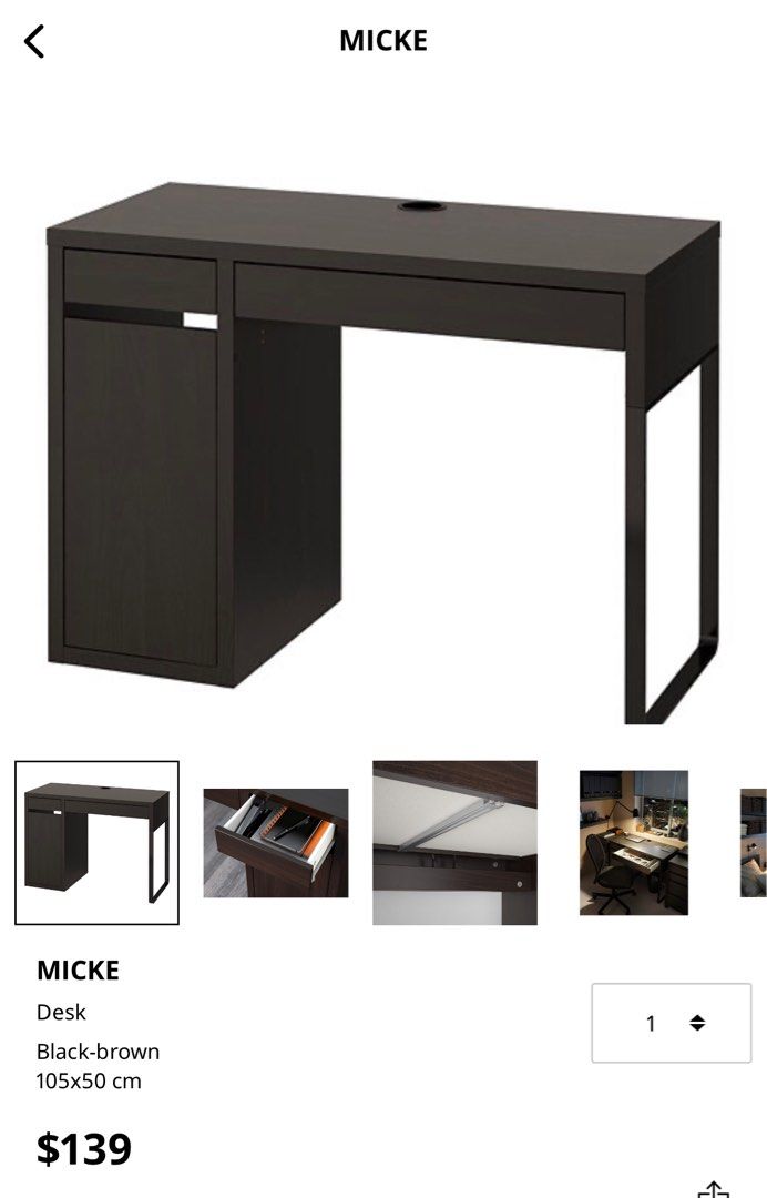 IKEA Micke Desk Black Brown Furniture Home Living Furniture