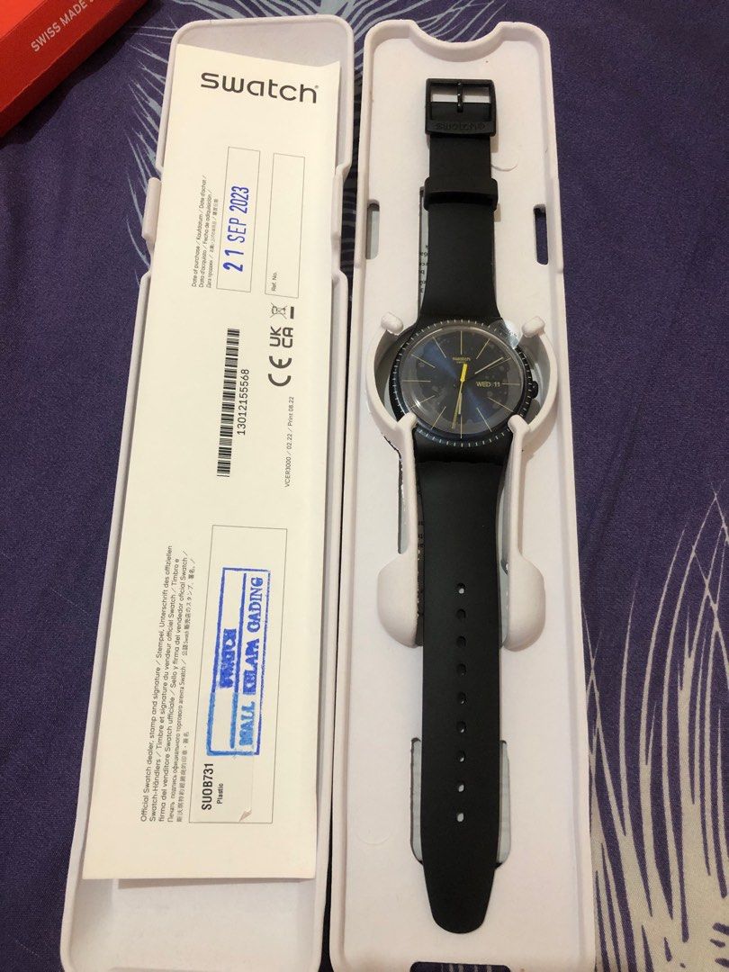 Jam tangan Swatch pria Swatch Black Rails Fesyen Pria Jam