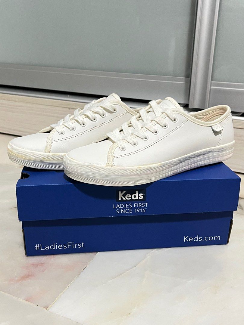 Keds Kickstart Leather Marble in White