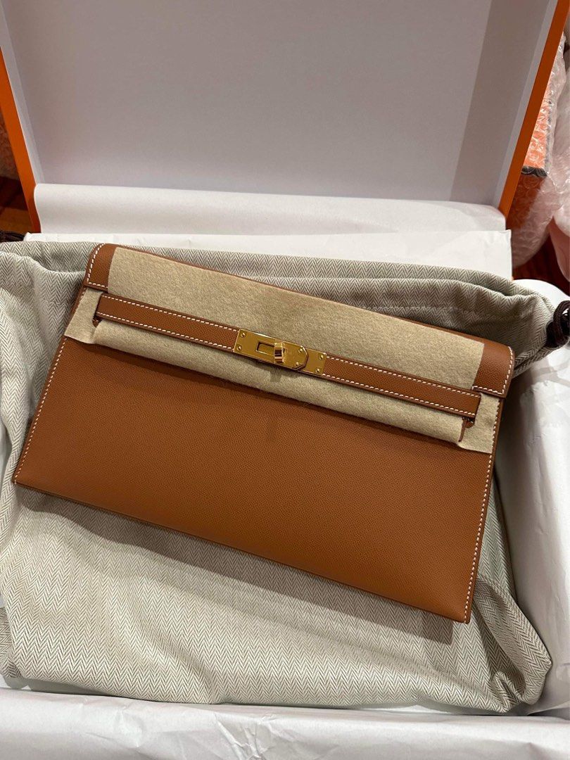 NEW Hermes Kelly Elan Etoupe Veau Madame Gold Hw B Stamp Complete  Collector's
