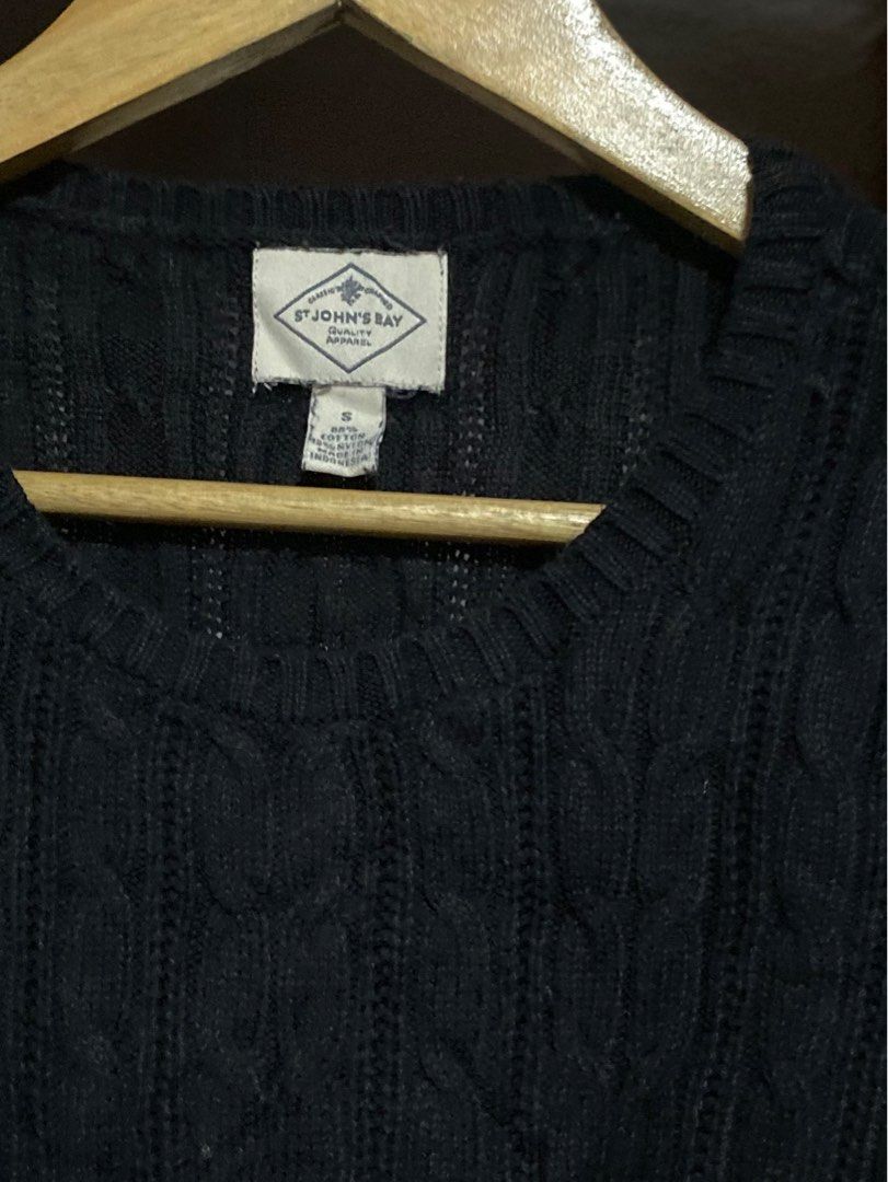 Knitted St John s Bay Sweater black Women s Fashion Tops