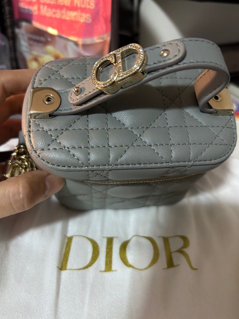 Dior Micro Lady Dior Vanity Case Lambskin Light Grey LGHW