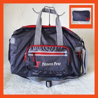 LIKE NEW, Fitness First FOLDABLE Duffle Bag Large Size Gym Bag Travel Bag Grey Red