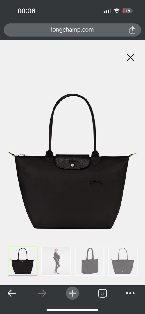 Le Pliage Energy S Handbag Black - Recycled canvas (L1512HSR001)