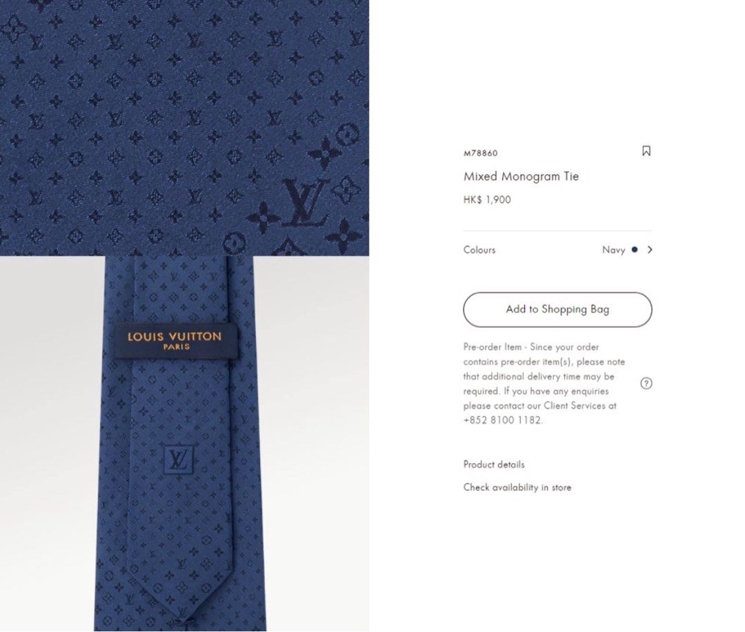Louis Vuitton Neo Monogramissime Capsule Tie Grey Silk