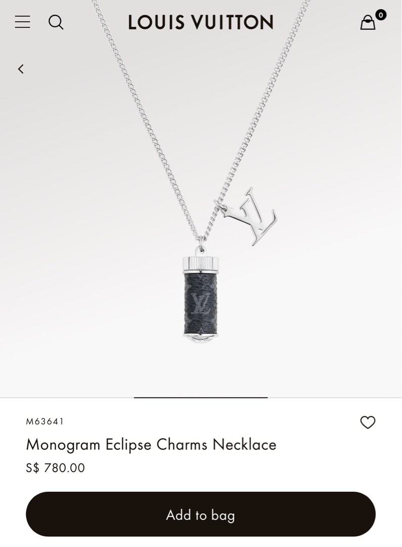 Louis Vuitton LV Monogram Eclipse Charms Necklace, Luxury