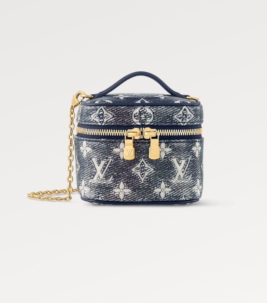 Louis Vuitton Micro Vanity Blue in Monoglam Coated Canvas with Gold-tone -  GB