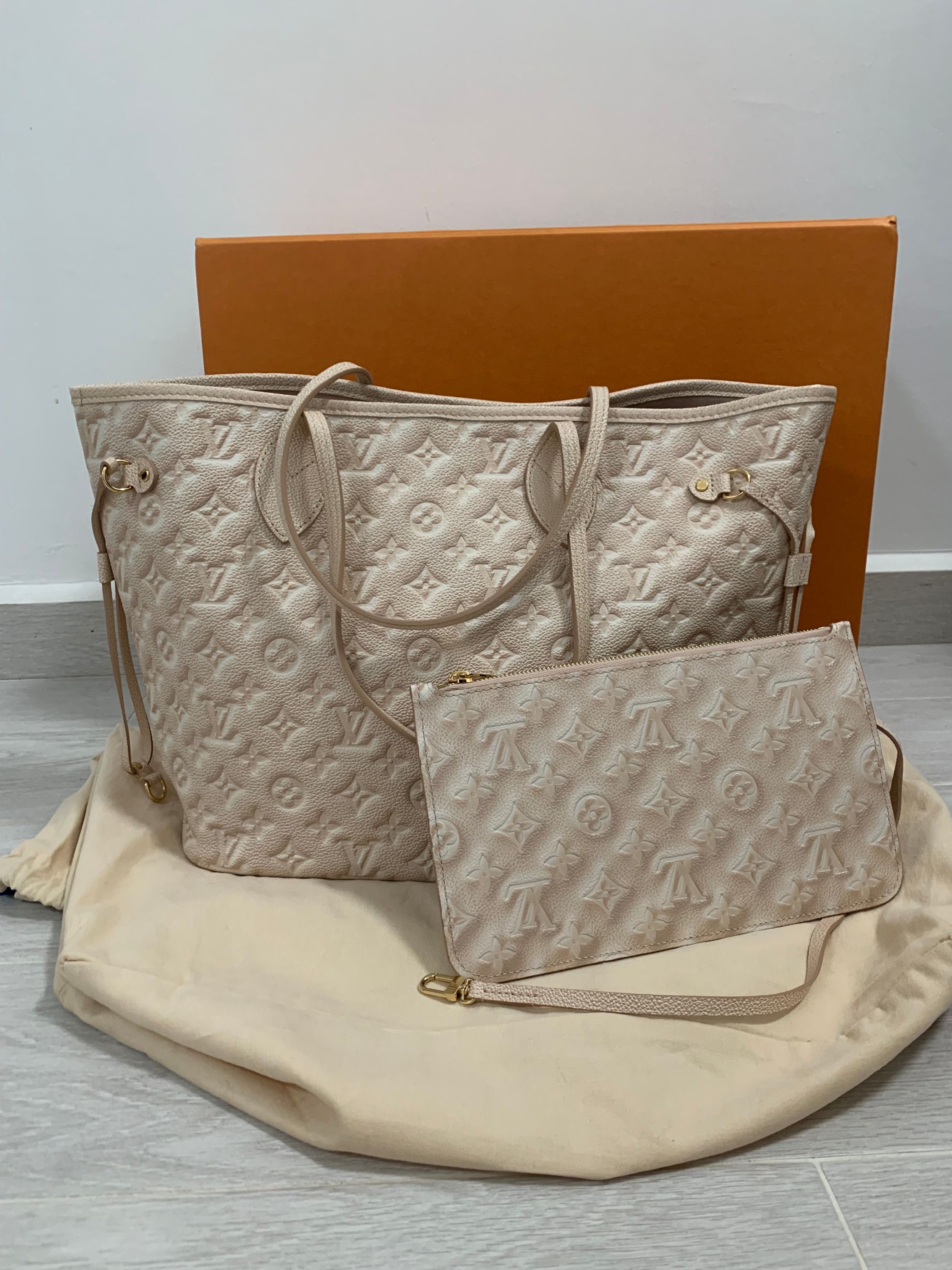 Louis Vuitton LV Neverfull MM Stardust Beige Leather ref.552839