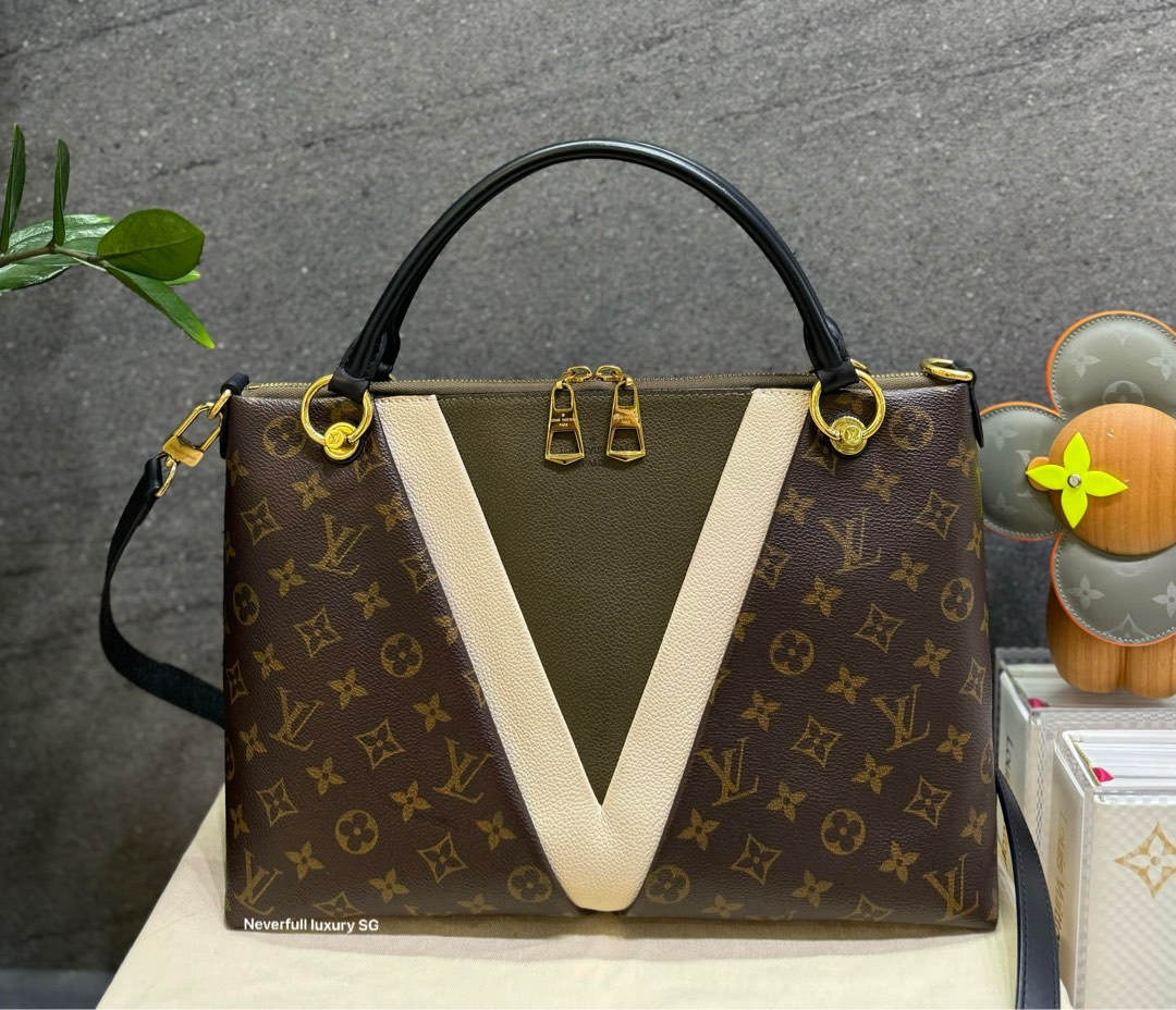 Louis Vuitton V Tote MM Monogram Safran Bag, Luxury, Bags & Wallets on  Carousell