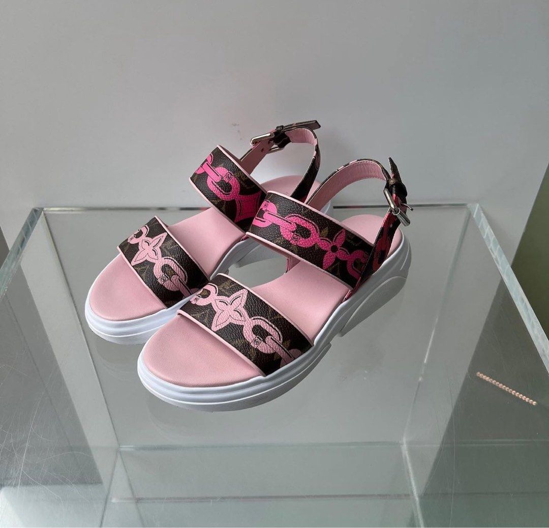 LV Sandals Pink, Women's Fashion, Footwear, Sandals on Carousell