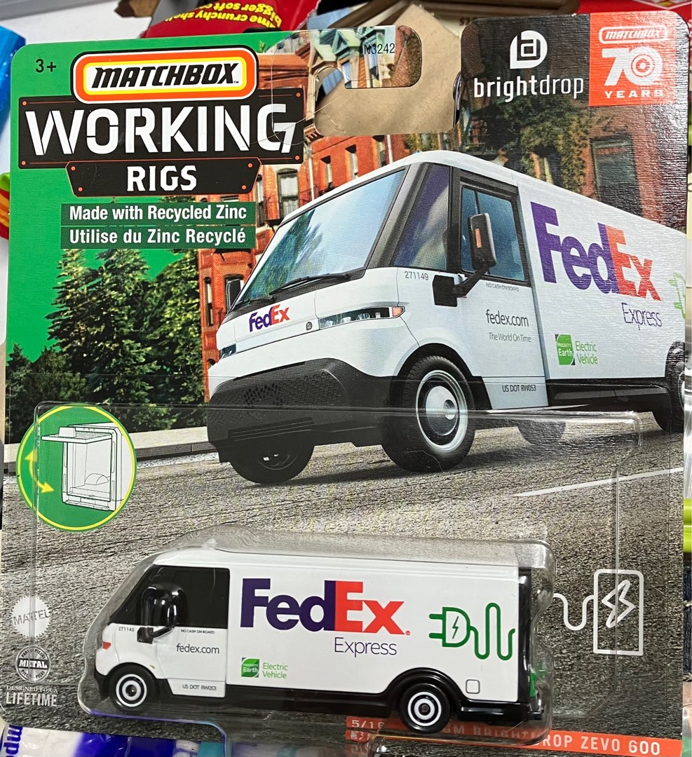 Mattel matchbox working rigs fedex express not hw sth th, 興趣及遊戲, 玩具