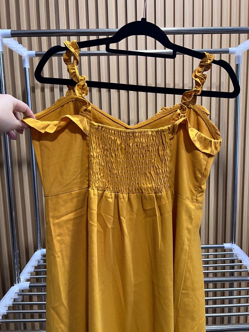 Mustard frill dress online