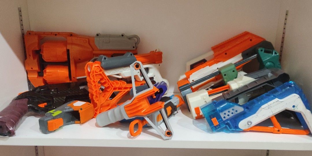 Nerf Bundle (Category: Action & Battle Toys) located in Singapore. Submitted by cuigoong (Listing ID 1259489572, Image 4). Description: looking to sell the entire collection in one go interested parties can dm and make an offer if looking to buy one blaster, can also offer, and ill consider self collection at my house.