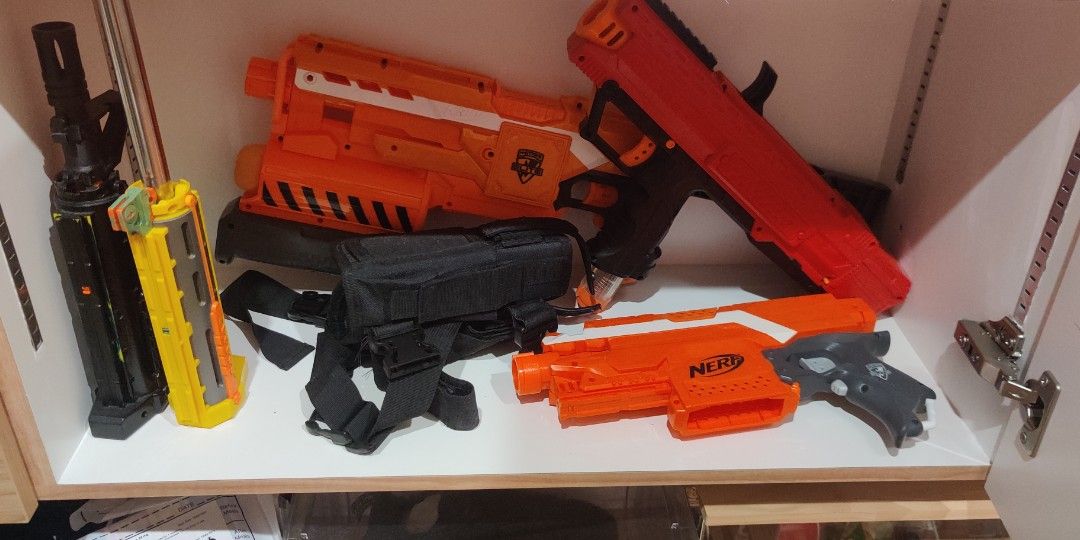 Nerf Bundle (Category: Action & Battle Toys) located in Singapore. Submitted by cuigoong (Listing ID 1259489572, Image 6). Description: looking to sell the entire collection in one go interested parties can dm and make an offer if looking to buy one blaster, can also offer, and ill consider self collection at my house.
