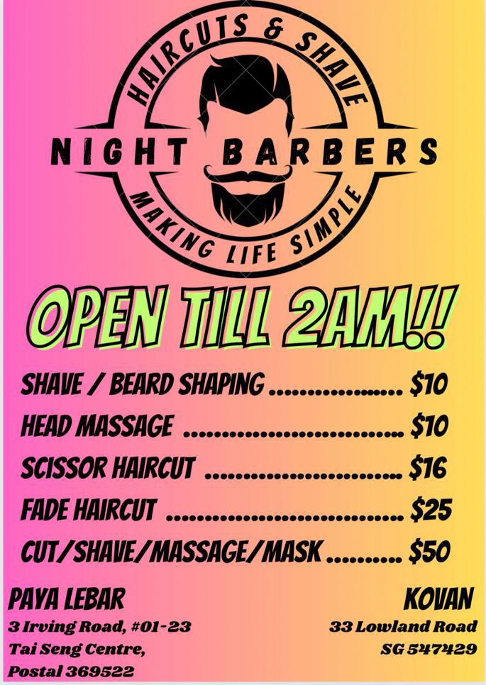 Night Barber Shop Open Now!, Announcements on Carousell