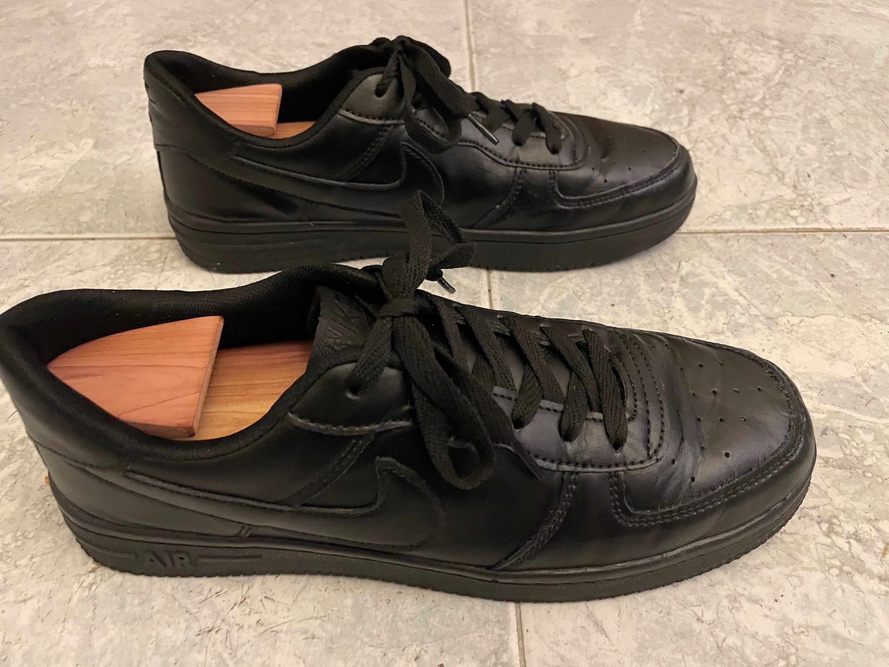 Af1 black leather on sale