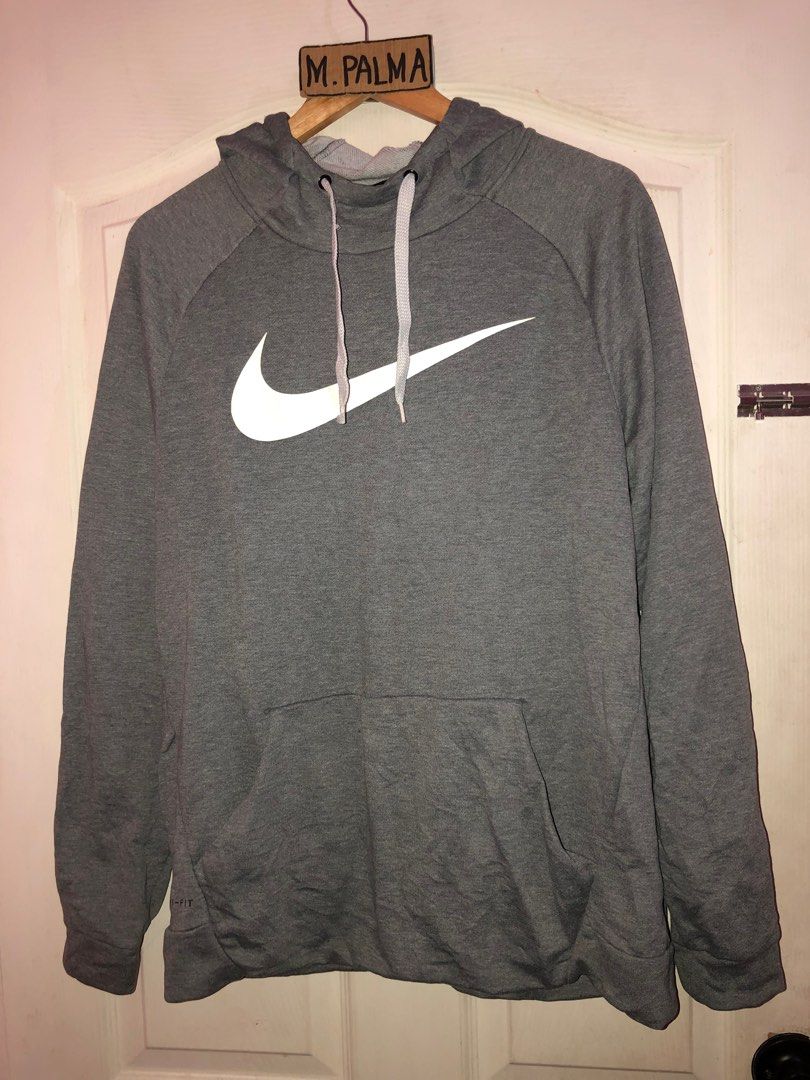 Nike big logo hoodie gray large 22x28.5 Men s Fashion Activewear on Carousell