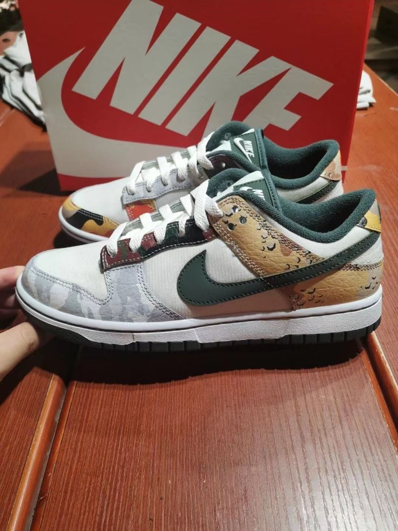 Nike Dunk Low SE 「Sail Multi-Camo」唔對稱鴛鴦低幫板鞋男款迷彩, 男