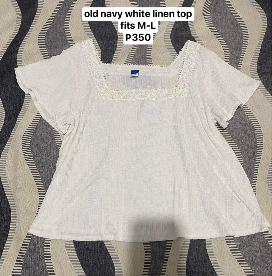 Old Navy White Linen Top