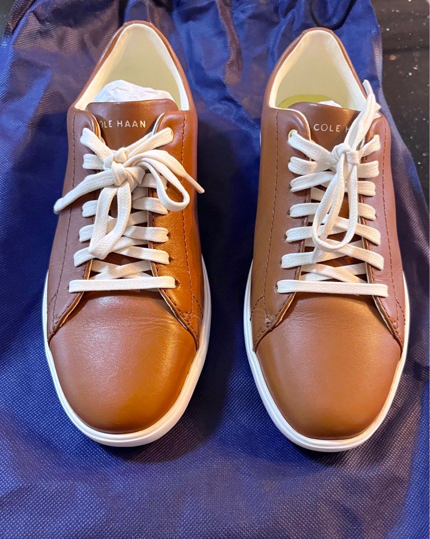Cole Haan Pecan & White Grand Crosscourt Leather Sneaker