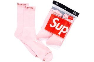 ORIGINAL SUPREME X HANES 4 Pairs Pink Cushion Crew Socks