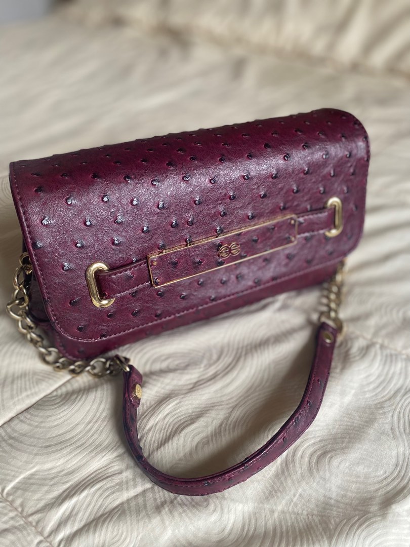 Ostrich leather ESQ by Esquire Bag in plum, Luxury, Bags & Wallets on