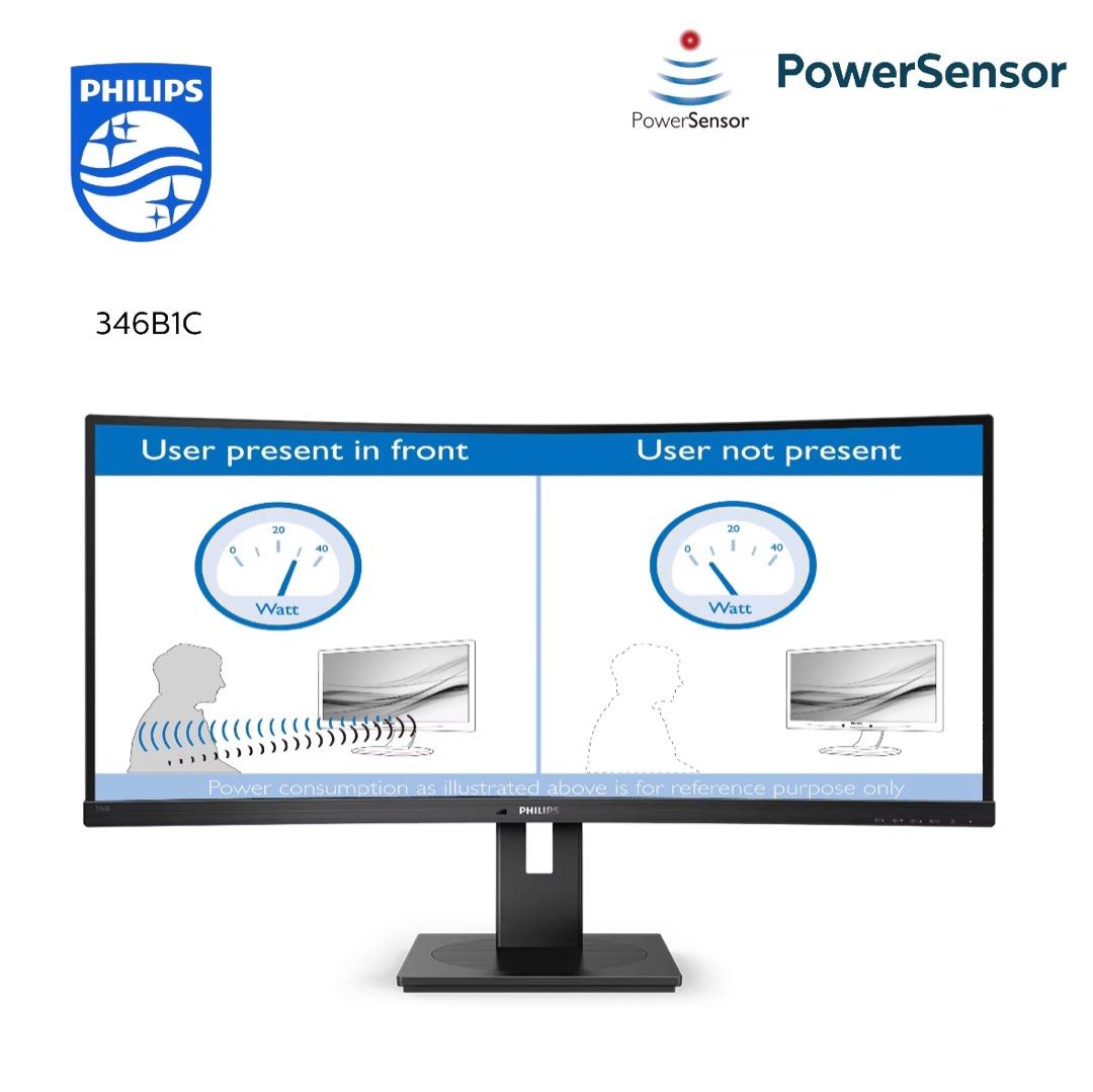 Philips 346B1C UltraWide 34" Curved Monitor, UltraWide QHD 2K, USBC