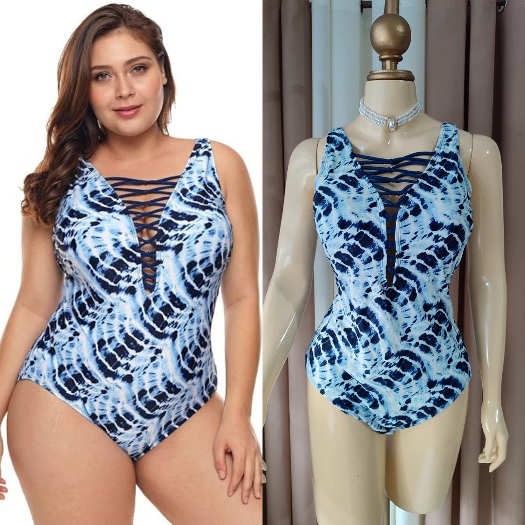 Time and Tru Women's and Women's Plus Size Print Lace up Swim
