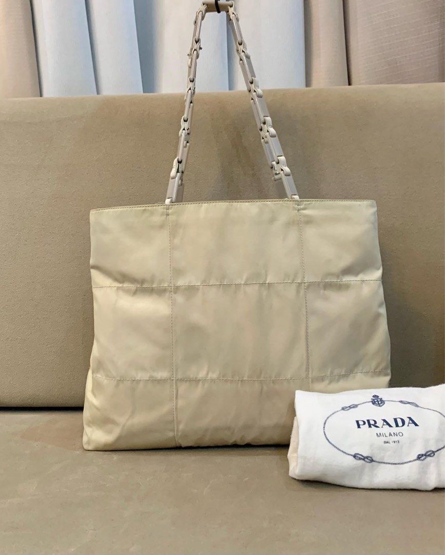 Prada Tessuto Chain Tote (Category: Luxury Bags & Wallets) located in Paranaque City. Submitted by katlouieleandicho (Listing ID 1259503247, Image 3). Description: 💯Authentic Made in Italy 9/10 condition .