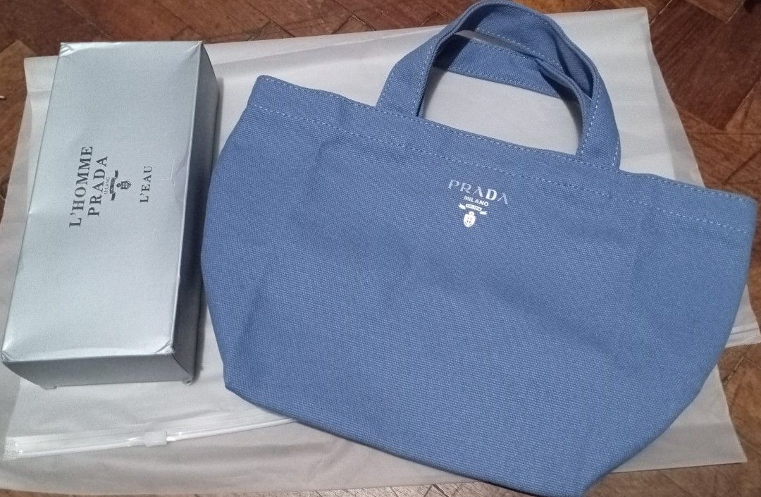 Prada blue sales tote bag