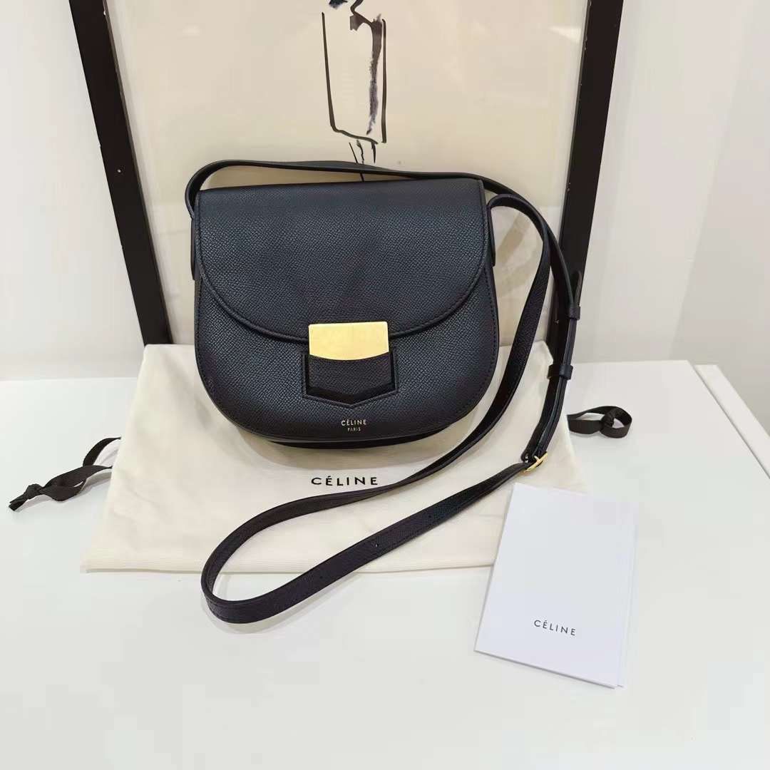 Pre order CELINE Small Trotteur Black Gold