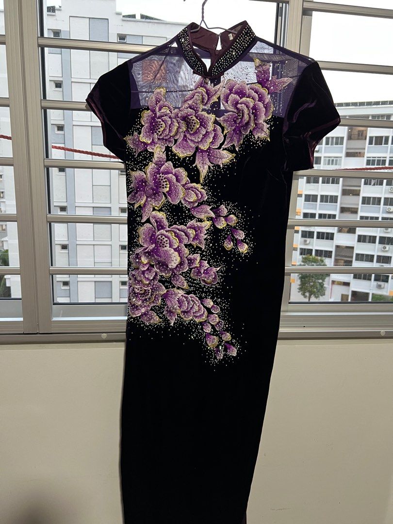 Purple glamorous Cheongsam Women s Fashion Dresses Sets Evening dresses gowns on Carousell