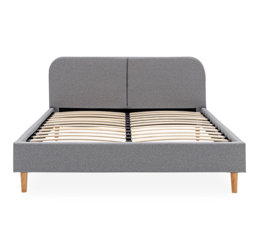Queen Size Bed Frame FortyTwo Santiago Upholstered Grey, Furniture