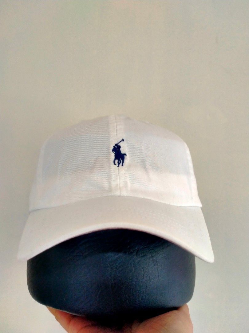 White ralph lauren hat shop leather strap
