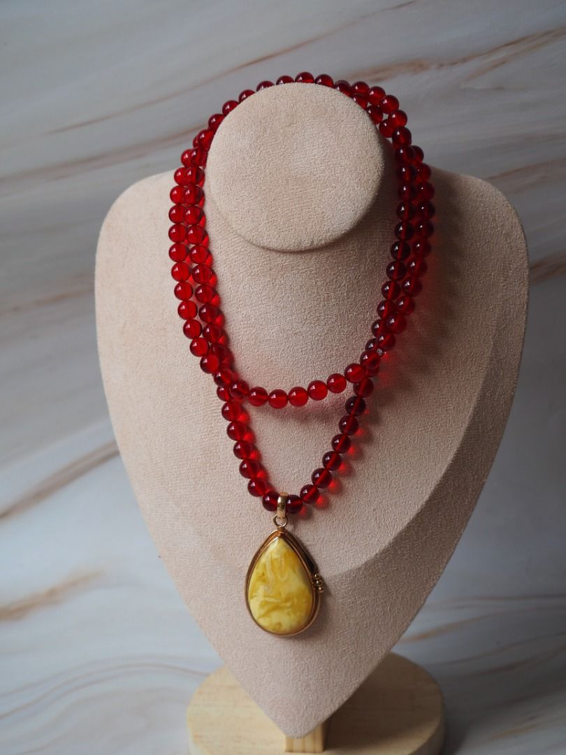 Red amber clearance necklace