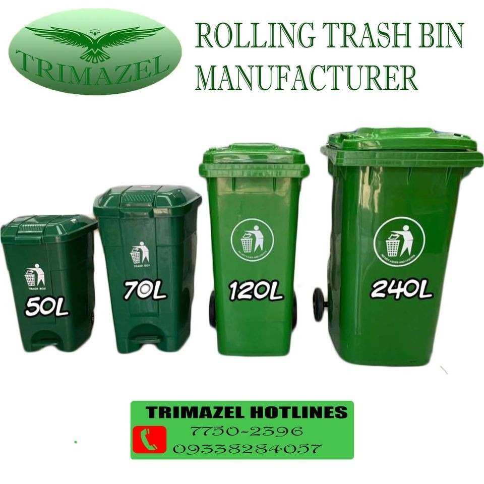 ROLLING TRASH BIN WITH, Furniture & Home Living, Cleaning & Homecare