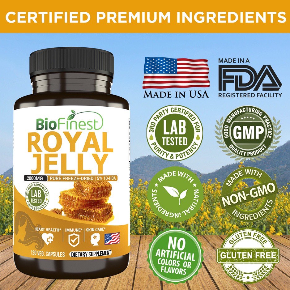 Royal Jelly (Made in USA) + Collagen, Vitamins & Probiotics, Health