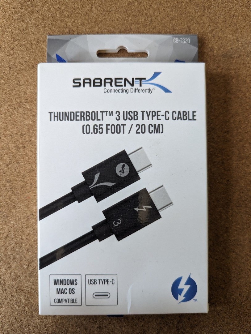 Sabrent Thunderbolt 3 / USB Type-C Cable (7.8, Black) CB-T320