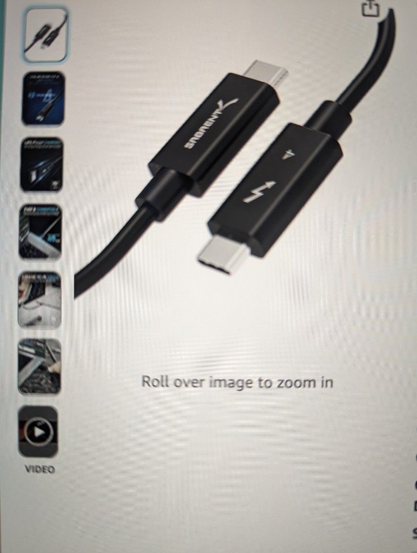Sabrent Thunderbolt 4 Cable, 3.28 feet/1Meter （分類：電腦線、轉接線及轉換器）位於 Hong Kong。 由 redusereuserecycle 提交（商品編號 1259515551，圖片 3）。簡介： Intel Certified Thunderbolt 4 Cable,40Gbps speed, fully back compatible with Thunderbolt 3. Supports power delivery upto 100Watts, full support for Display Port 1.4.。