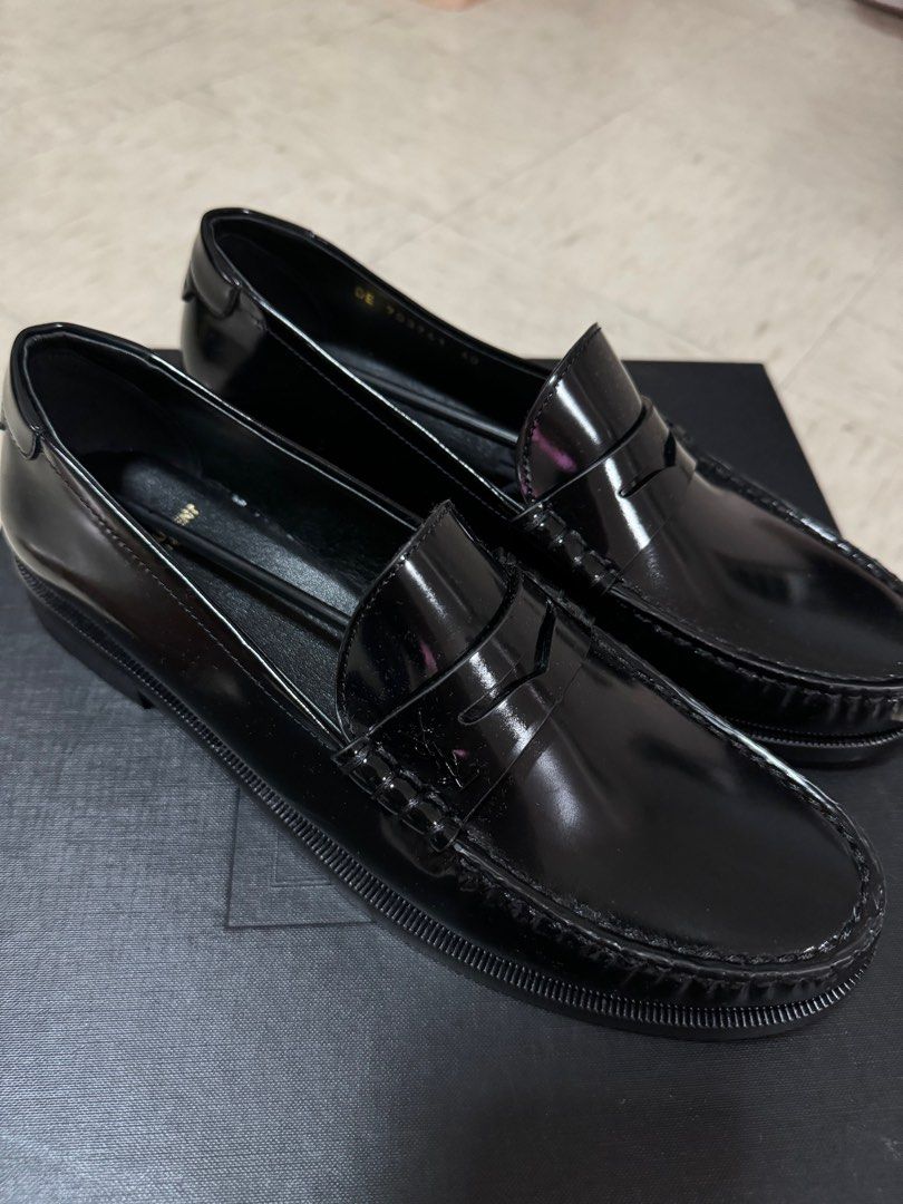Mens black patent leather loafers sale