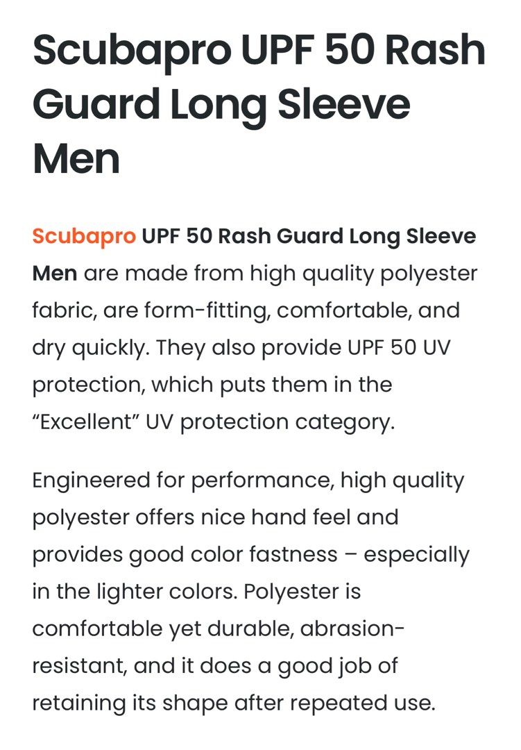 Scubapro UPF 50 Rash Guard Long Sleeve Men