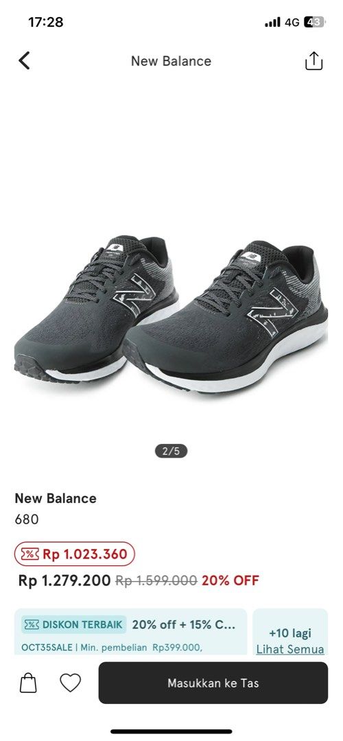 Harga sepatu top new balance 680