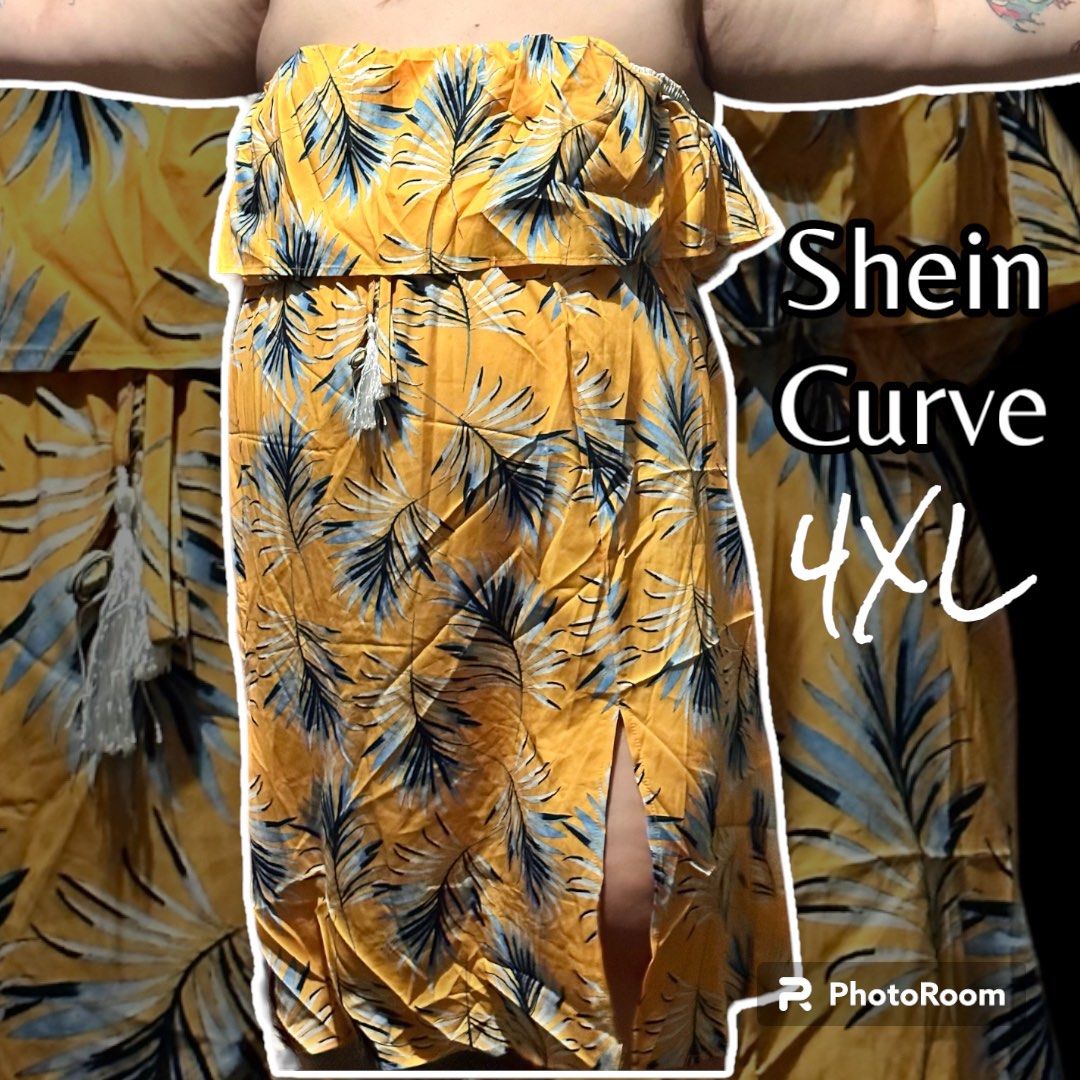 Shein curve plus size yellow dress, Women's Fashion, Dresses & Sets, Dresses  on Carousell